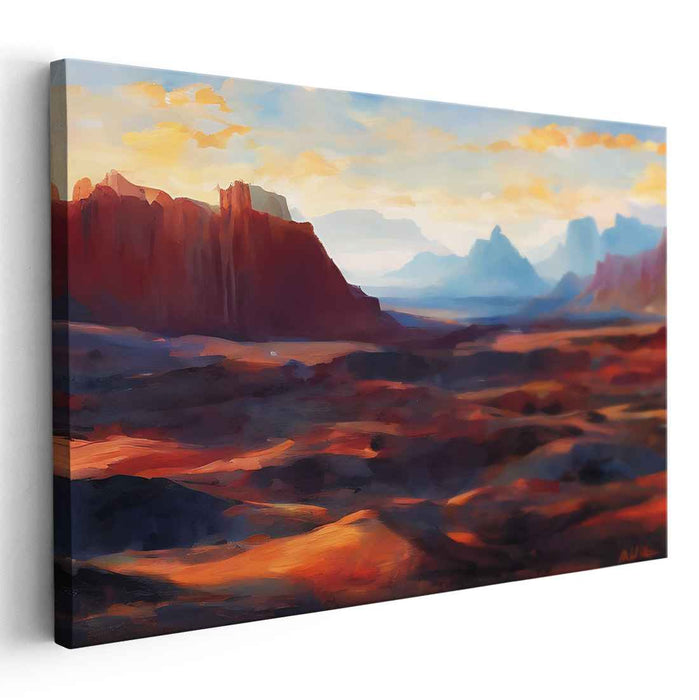 Sublime Horizons: Romantic Sunset Over Rugged Cliffs Canvas Art