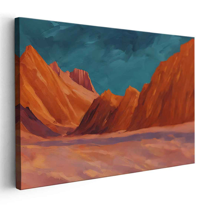 Desert Blaze: A Vivid Mountain Landscape Canvas Art