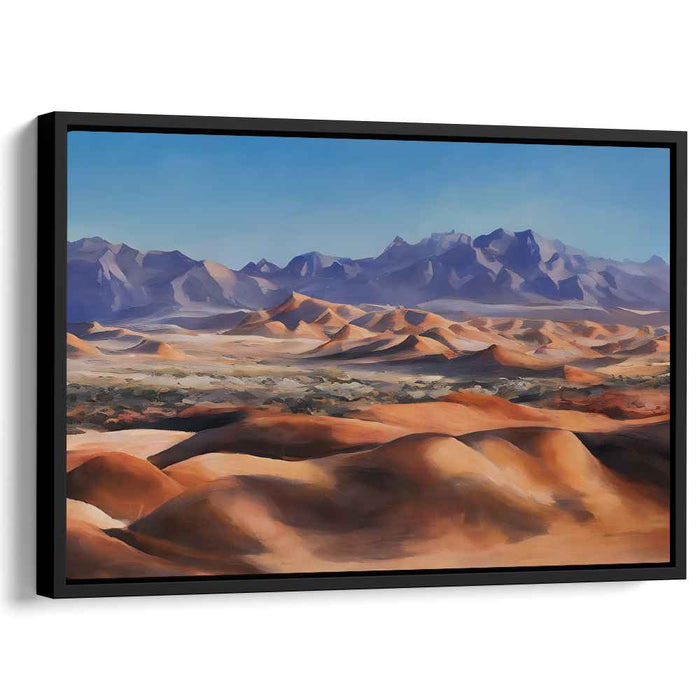 Zenith's Embrace: Serene Landscape Canvas Art of Sand Dunes and Mountain Vistas