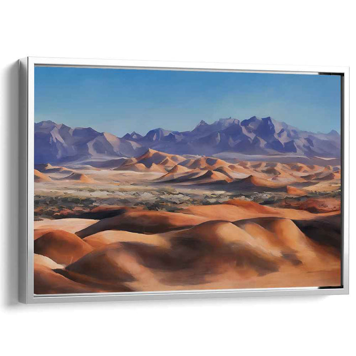 Zenith's Embrace: Serene Landscape Canvas Art of Sand Dunes and Mountain Vistas