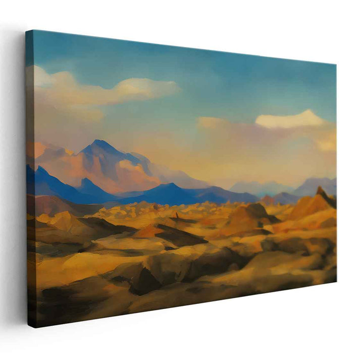 Silent Sands Symphony: Tranquil Desert Landscape Canvas Art Print