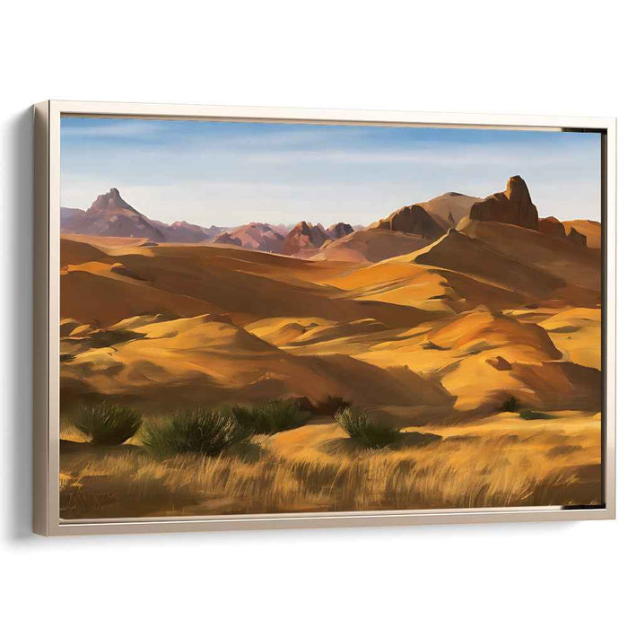 Sandswept Horizon Dreamscape: Majestic Desert Landscape Canvas Art Print