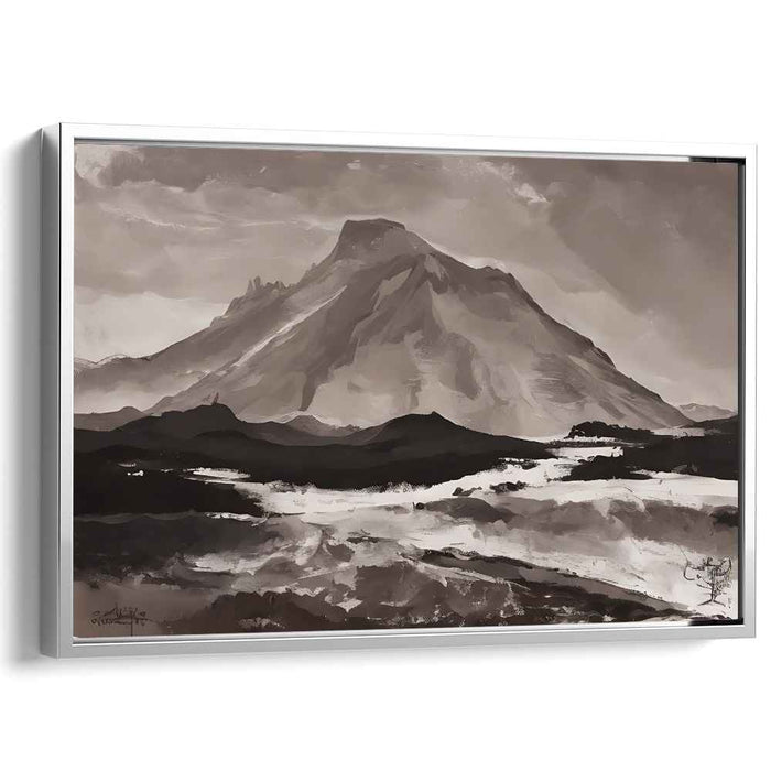 Silent Summit Reverie: Serene Mountain Landscape Canvas Art Print