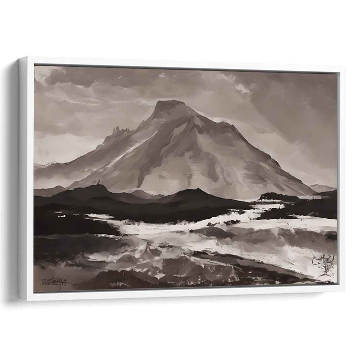 Silent Summit Reverie: Serene Mountain Landscape Canvas Art Print