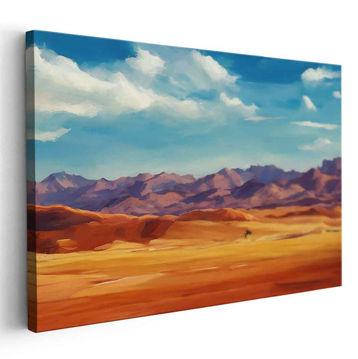 Eternal Peaks and Sands: Expansive Mountain and Dune Canvas Art Print