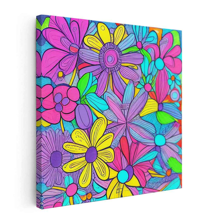 Floral Fiesta: Kaleidoscope of Colorful Blooms Canvas Art