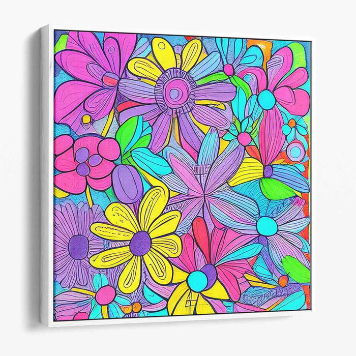 Floral Fiesta: Kaleidoscope of Colorful Blooms Canvas Art