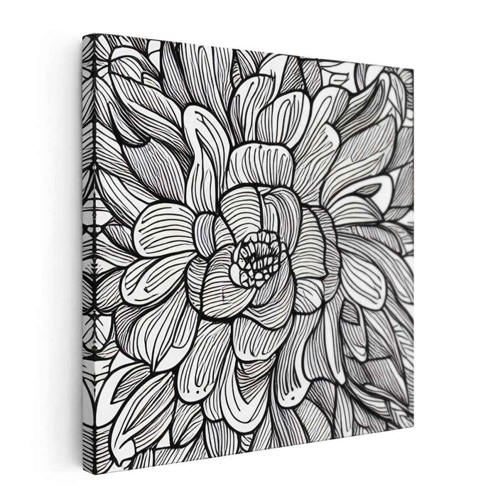 Monochrome Petal Whispers: Black and White Floral Line Art