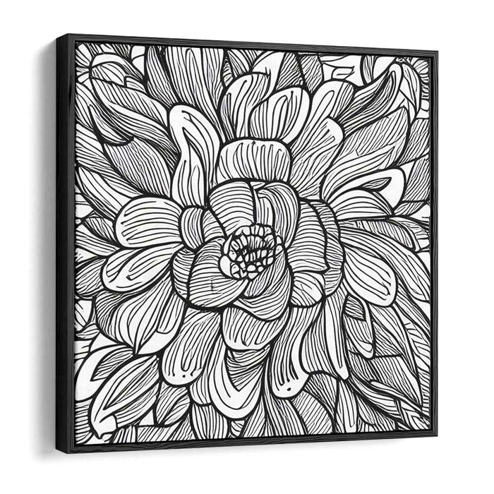 Monochrome Petal Whispers: Black and White Floral Line Art