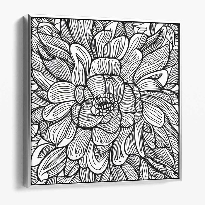 Monochrome Petal Whispers: Black and White Floral Line Art