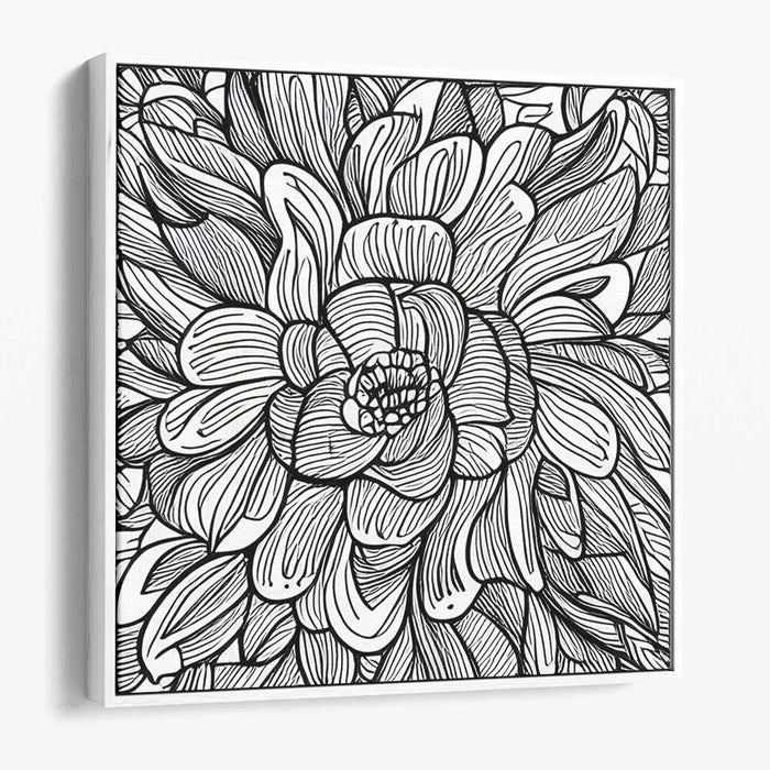 Monochrome Petal Whispers: Black and White Floral Line Art