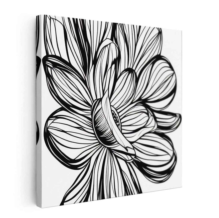 Intricate Simplicity: Black and White Floral Line Art Print