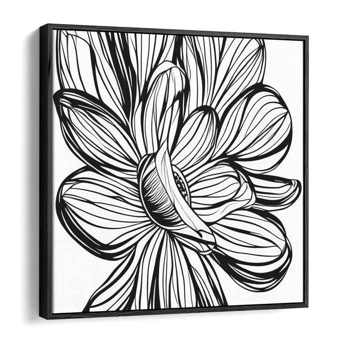 Intricate Simplicity: Black and White Floral Line Art Print