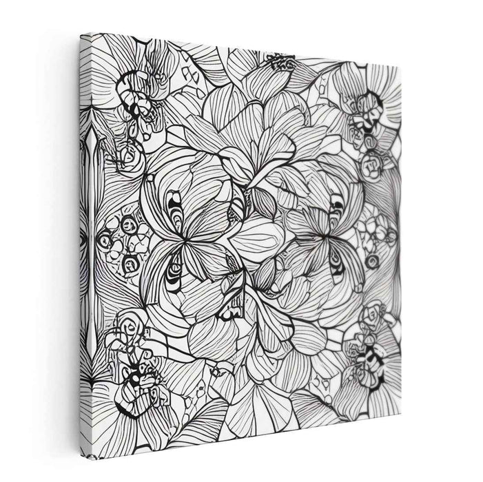 Flourish in Contrast: Black and White Floral Line Art