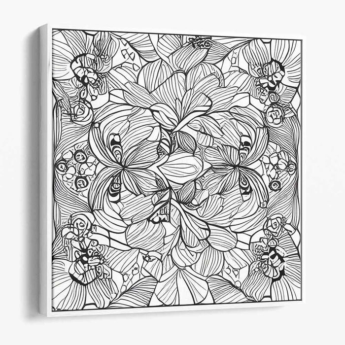 Flourish in Contrast: Black and White Floral Line Art