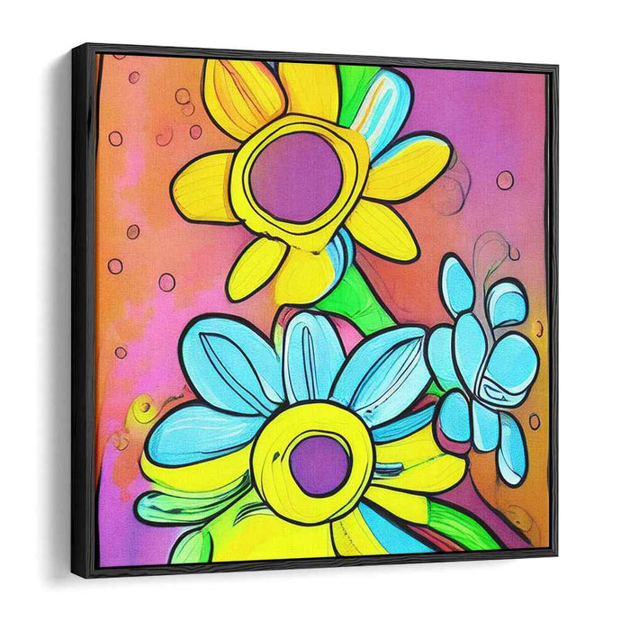 Playful Blossoms: Vibrant Abstract Floral Canvas Art Print
