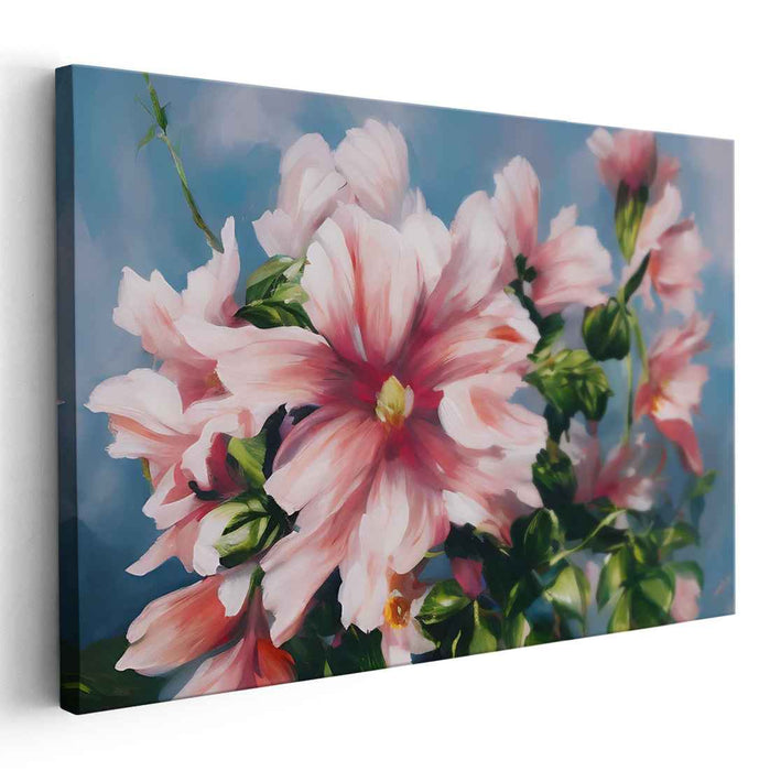 Soft Petal Realism: Realistic Pink Floral Canvas Art Print