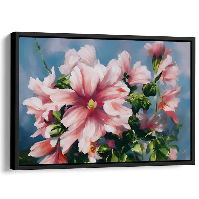 Soft Petal Realism: Realistic Pink Floral Canvas Art Print
