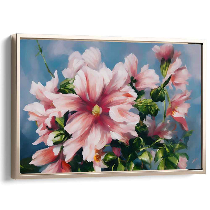 Soft Petal Realism: Realistic Pink Floral Canvas Art Print
