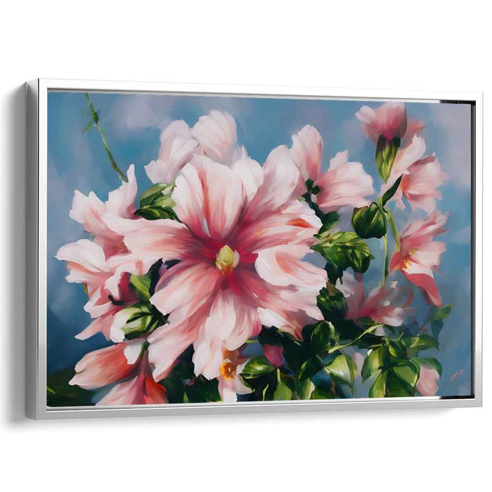 Soft Petal Realism: Realistic Pink Floral Canvas Art Print