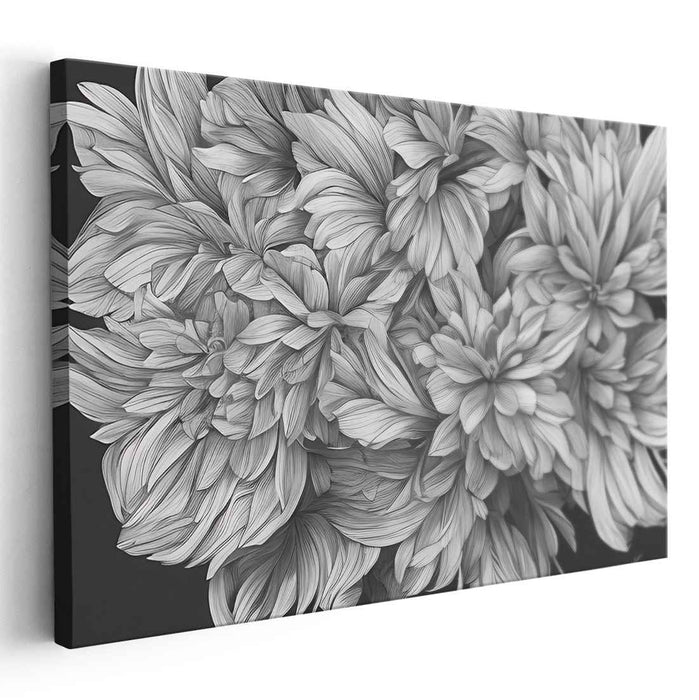 Petals in Black and White: Monochrome Floral Mastery Canvas Art Print