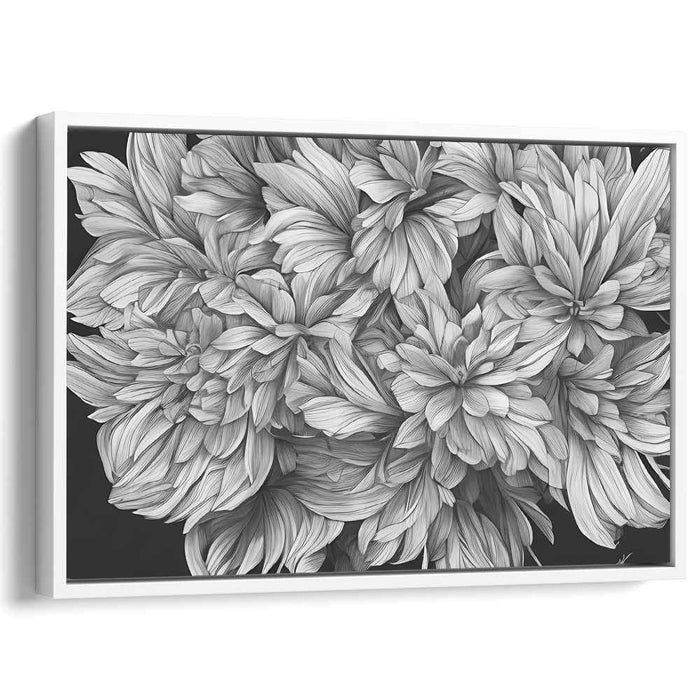 Petals in Black and White: Monochrome Floral Mastery Canvas Art Print