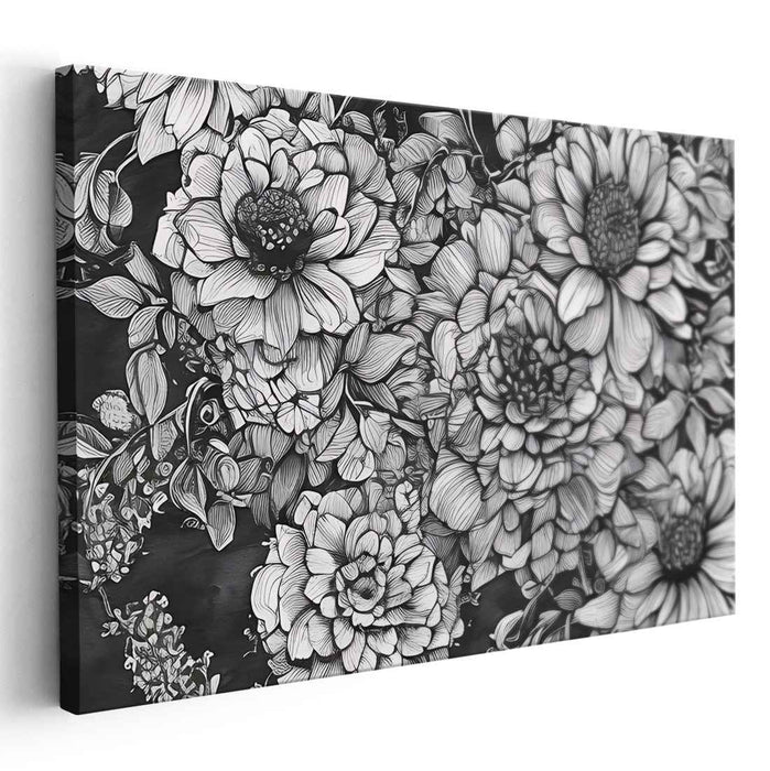 Petals and Patterns: Intricate Floral Illustration Canvas Art Print