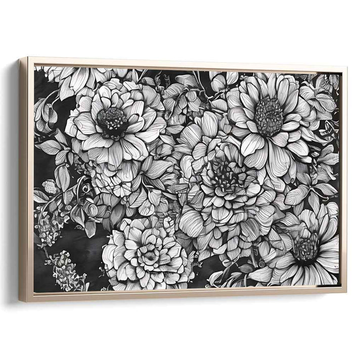 Petals and Patterns: Intricate Floral Illustration Canvas Art Print