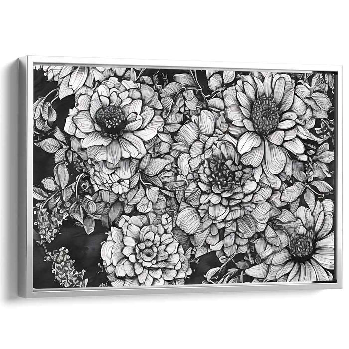 Petals and Patterns: Intricate Floral Illustration Canvas Art Print