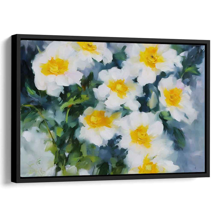 Petal Sonata: White and Yellow Floral Canvas Art