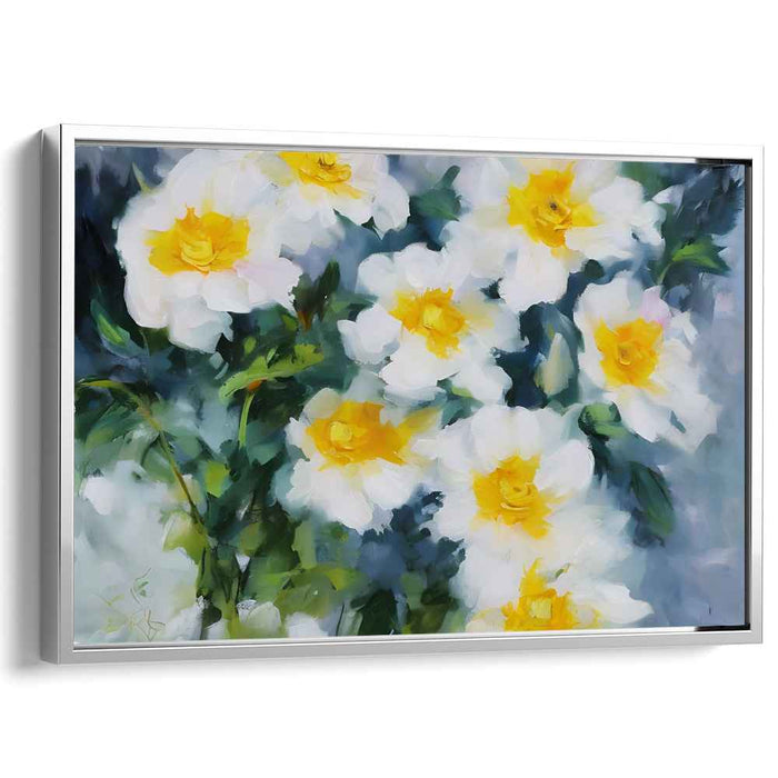 Petal Sonata: White and Yellow Floral Canvas Art