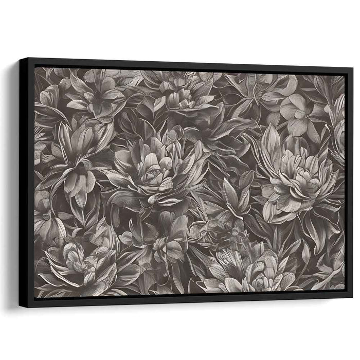 Monochromatic Petal Melody: Photorealistic Floral Canvas Art in Grayscale