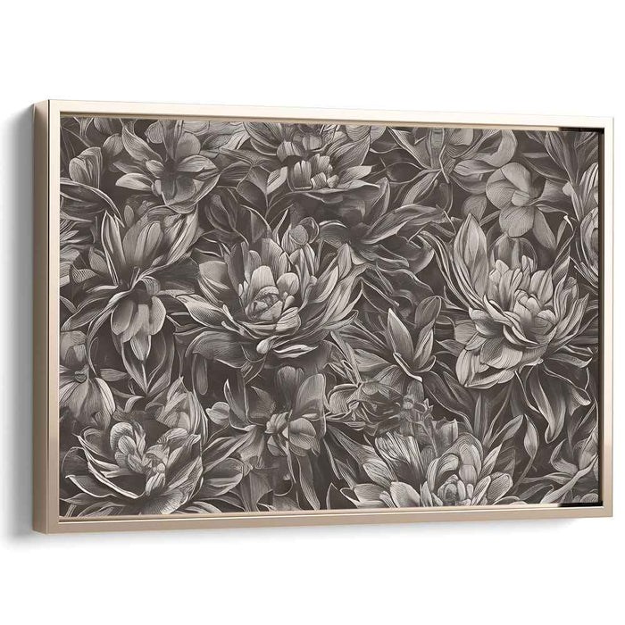 Monochromatic Petal Melody: Photorealistic Floral Canvas Art in Grayscale