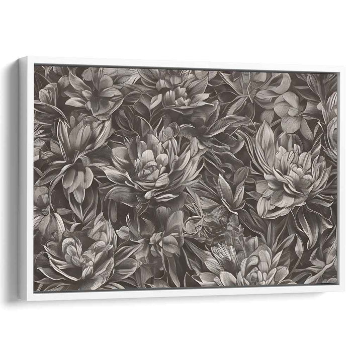 Monochromatic Petal Melody: Photorealistic Floral Canvas Art in Grayscale