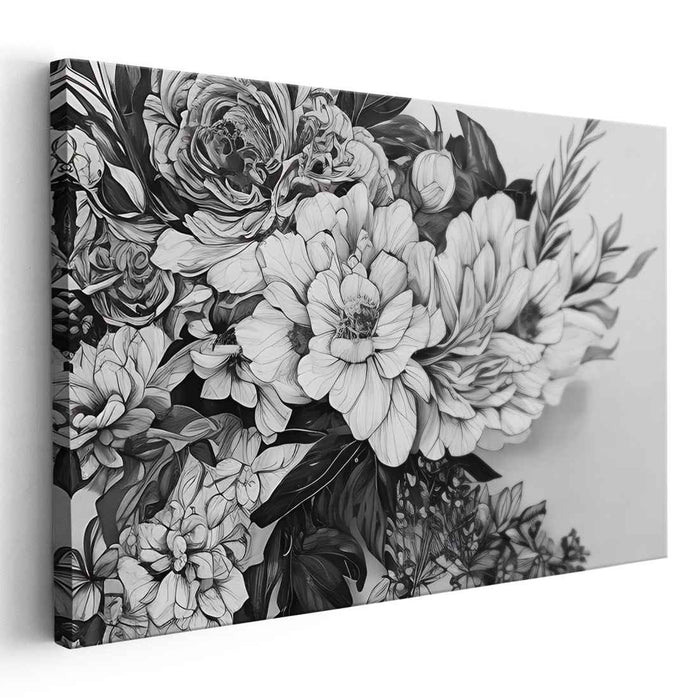 Ink Blossom Study: Monochrome Floral Botanical Illustration