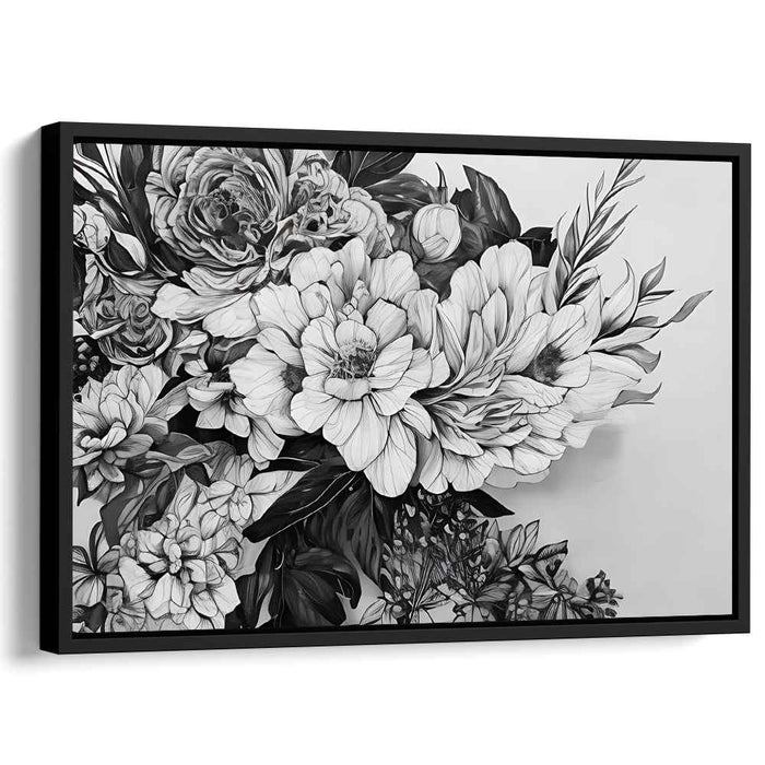 Ink Blossom Study: Monochrome Floral Botanical Illustration