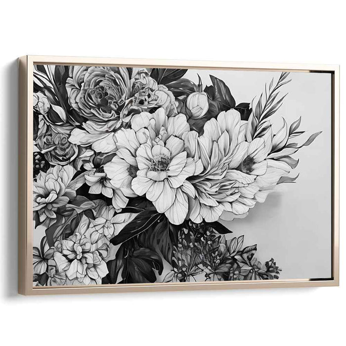 Ink Blossom Study: Monochrome Floral Botanical Illustration