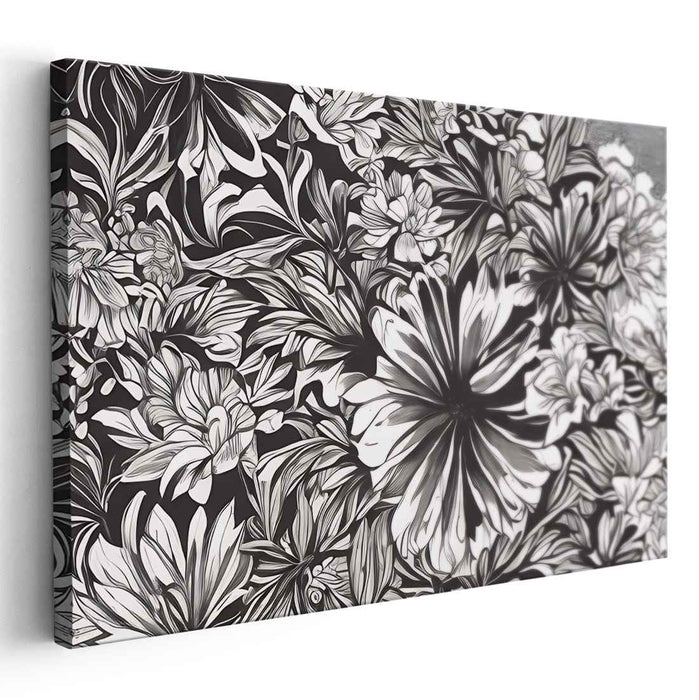 Ink Botanical Lacework: Intricate Black and White Botanical Art