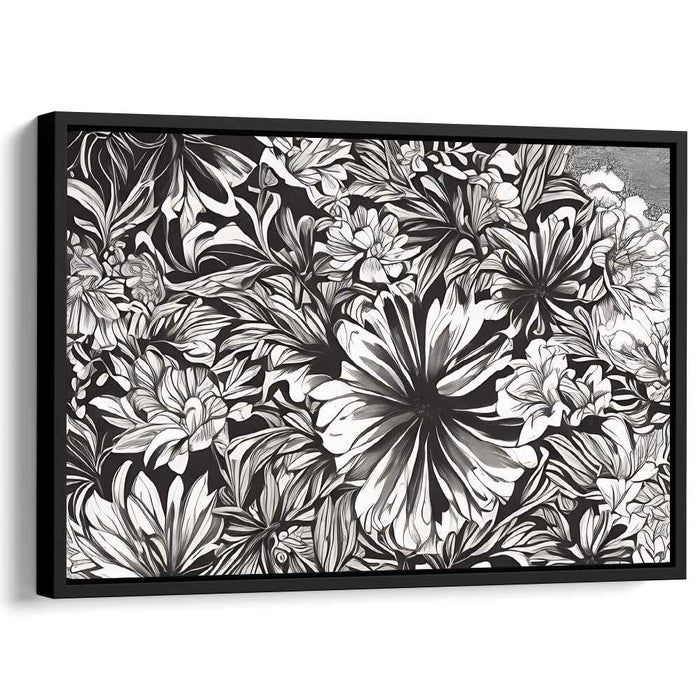 Ink Botanical Lacework: Intricate Black and White Botanical Art