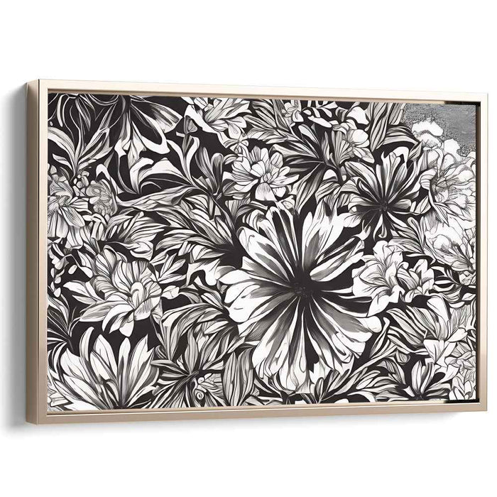 Ink Botanical Lacework: Intricate Black and White Botanical Art