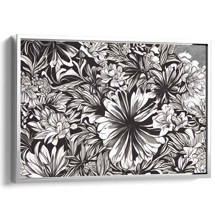 Ink Botanical Lacework: Intricate Black and White Botanical Art