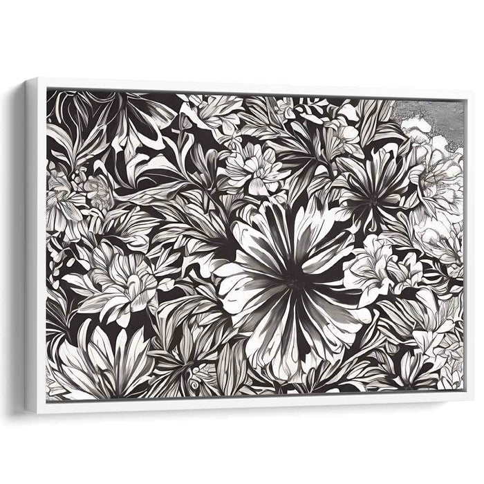 Ink Botanical Lacework: Intricate Black and White Botanical Art