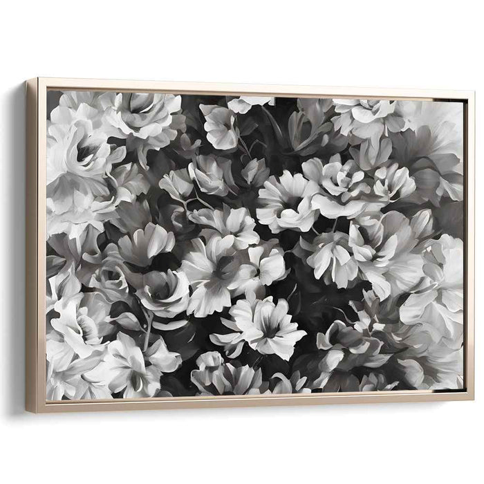 Ink Petal Bouquet: Monochromatic Floral Canvas Art Print