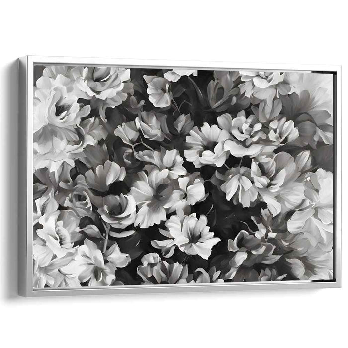 Ink Petal Bouquet: Monochromatic Floral Canvas Art Print