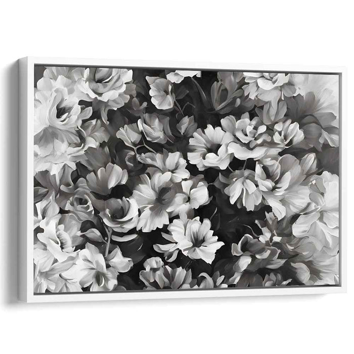 Ink Petal Bouquet: Monochromatic Floral Canvas Art Print