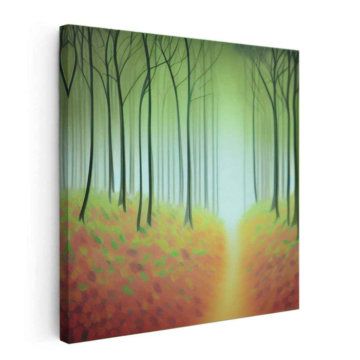 Whispers of Green Symphony: Serene Forest Landscape Canvas Art Print