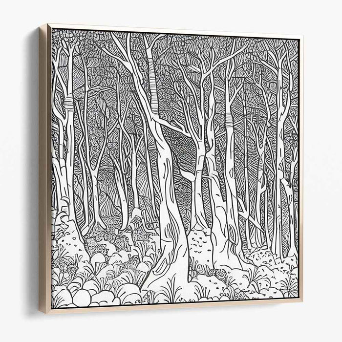 Ink Maze Symphony: Monochrome Intricacy Line Art Canvas