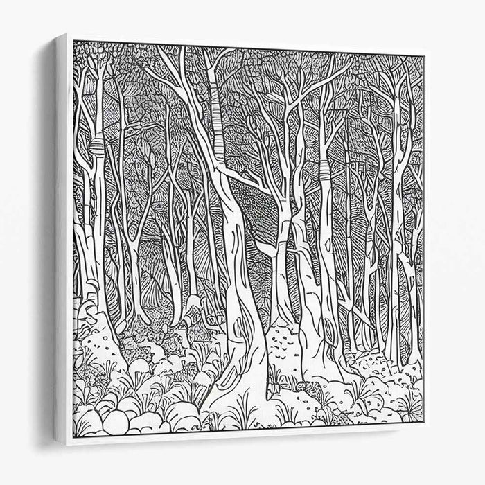 Ink Maze Symphony: Monochrome Intricacy Line Art Canvas