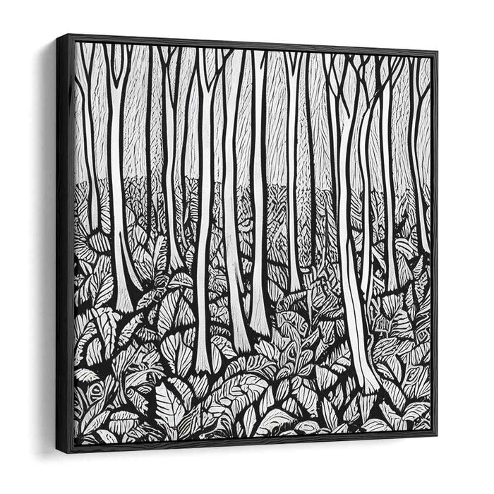 Monochrome Arboreal Tapestry: Intricate Black and White Tree Canvas Art