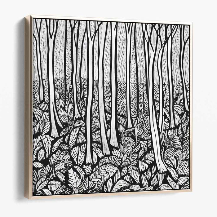 Monochrome Arboreal Tapestry: Intricate Black and White Tree Canvas Art